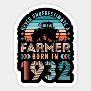 Farmer born in 1932 Farming Gift 90th Birthday Sticker